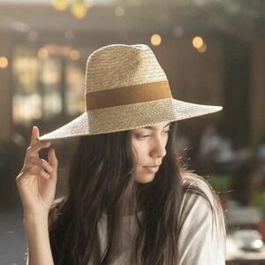 Gigi Pip Isla Straw Fedora Hat NWT